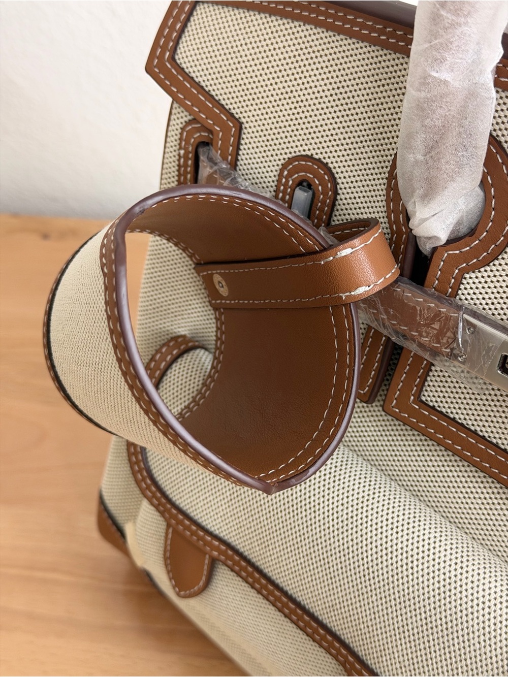 H Birkin Cargo 35 Gold Swift Gold-Ecru Toile H Canvas PHW sold out runway travel - Picture 8 of 14